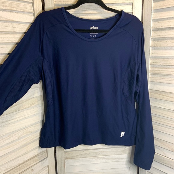 Prince Aero Tech Navy Blue Scoop Neck Long Sleeve Compression Top XL New - Picture 3 of 10